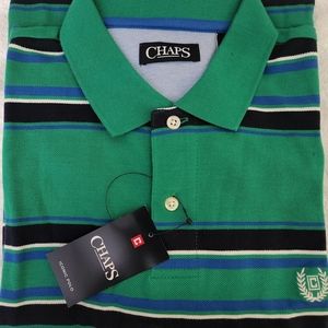 NWT Chaps Short Sleeve Polo Shirt XL Green Navy White Blue
